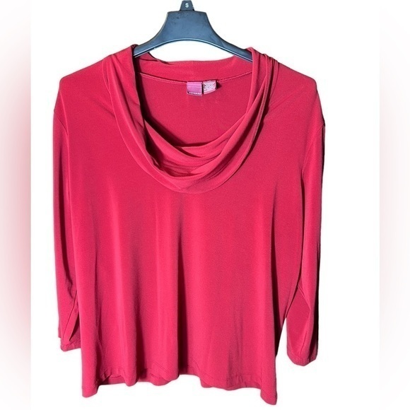 Merona Blouse Pullover Long‎ Sleeve Red Cowl Neck Size 2X - Picture 1 of 4